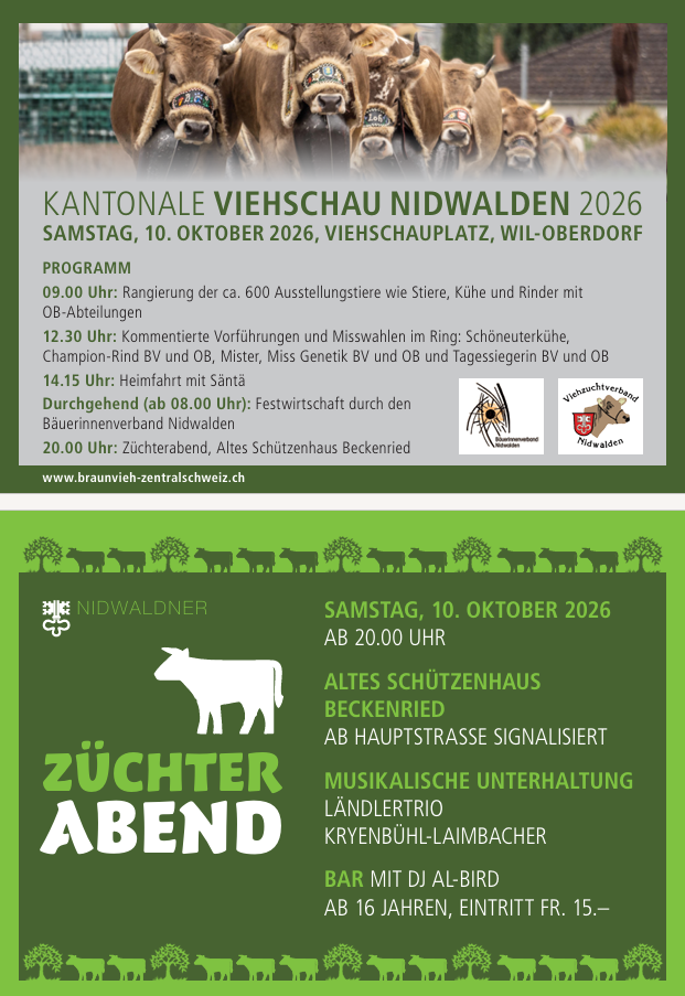 Kantonale Viehschau Nidwalden 10.10.2026